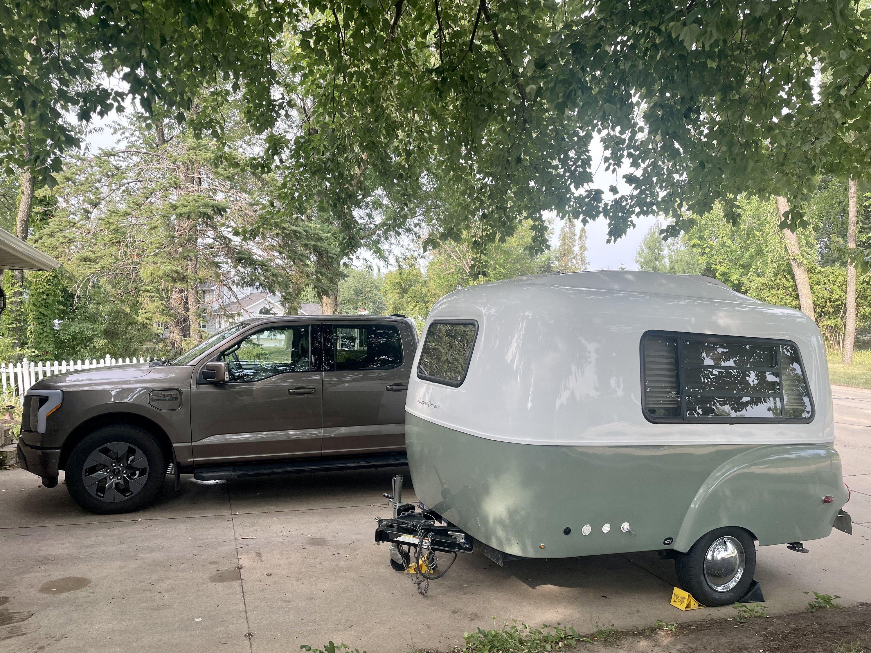 Ford F-150 Lightning Went camping with a tiny trailer Harri-and-Jacques