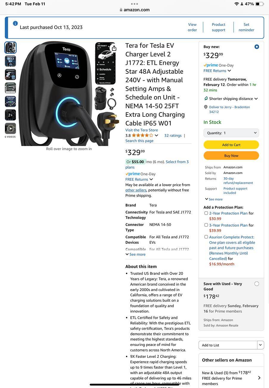 Ford F-150 Lightning $200 48amp Amazon charger IMG_0098