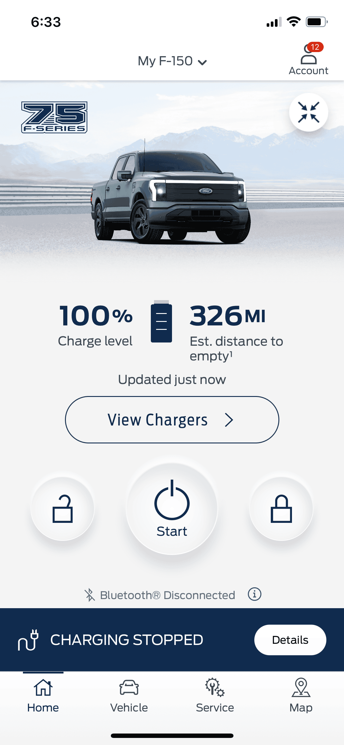 Ford F-150 Lightning My first 100% (well 99%) charge and 320 mile range (estimate). IMG_0125