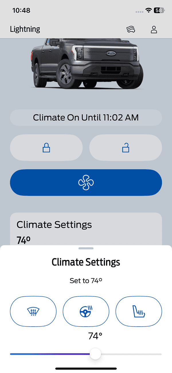 Ford F-150 Lightning Stupid defaults on (new) Fordpass Climate pre-start IMG_0389