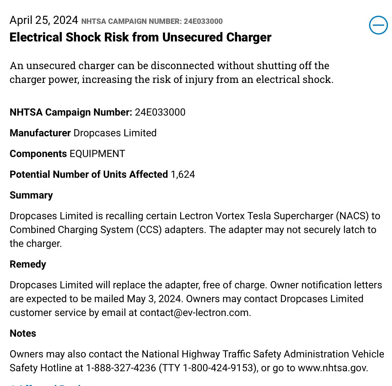 Ford F-150 Lightning NHTSA recalls Lectron NACS Adapter IMG_0427