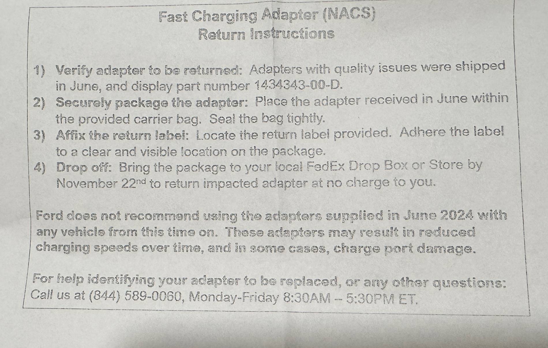 Ford F-150 Lightning Tesla NACS Adapter Recall / Replacement Notice (10/24/24) IMG_0462