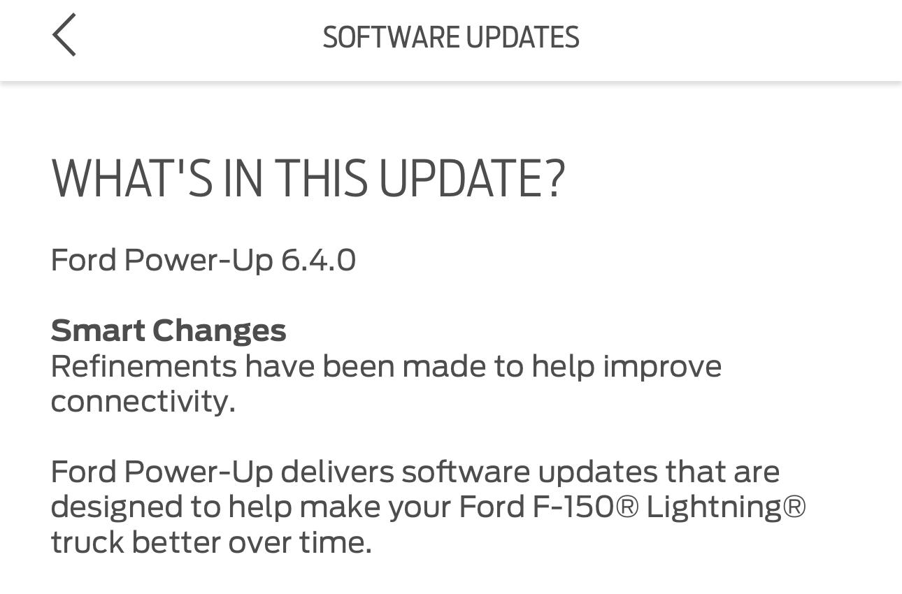 Ford F-150 Lightning Power-Up OTA 6.4.0 - Smart Changes: Refinements to improve connectivity IMG_0504