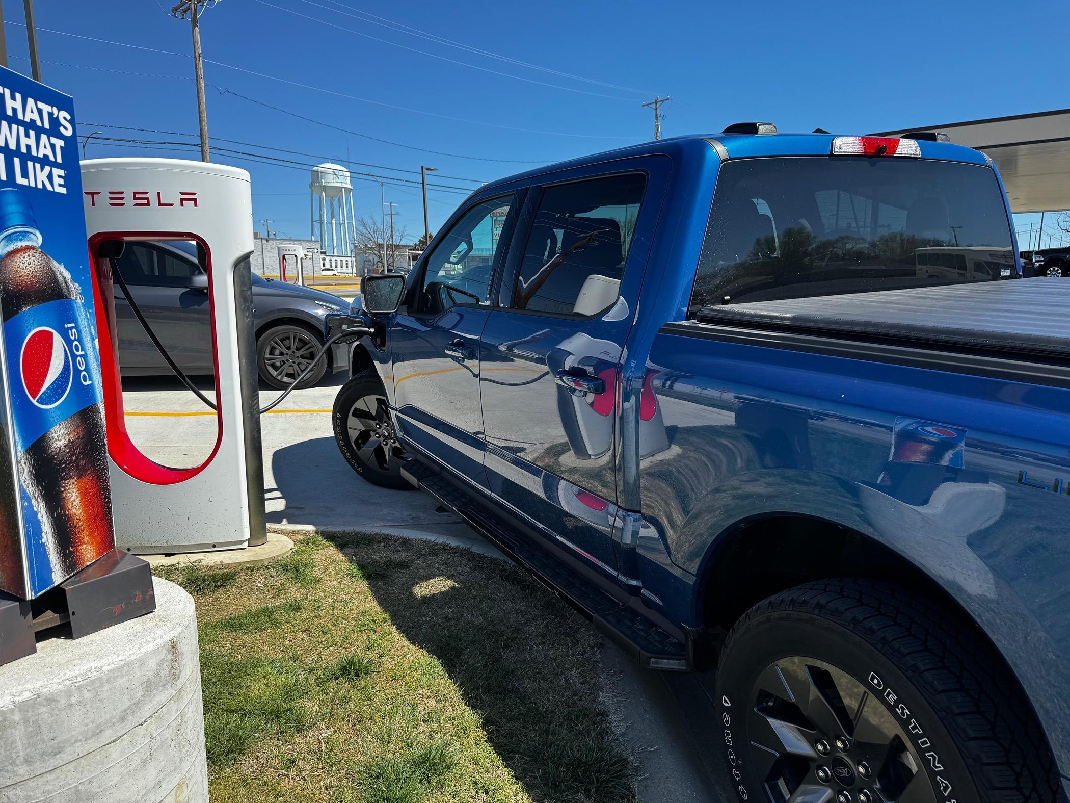 Ford F-150 Lightning Towed camper 1,250-miles (MN to TX) using Tesla Superchargers IMG_0705