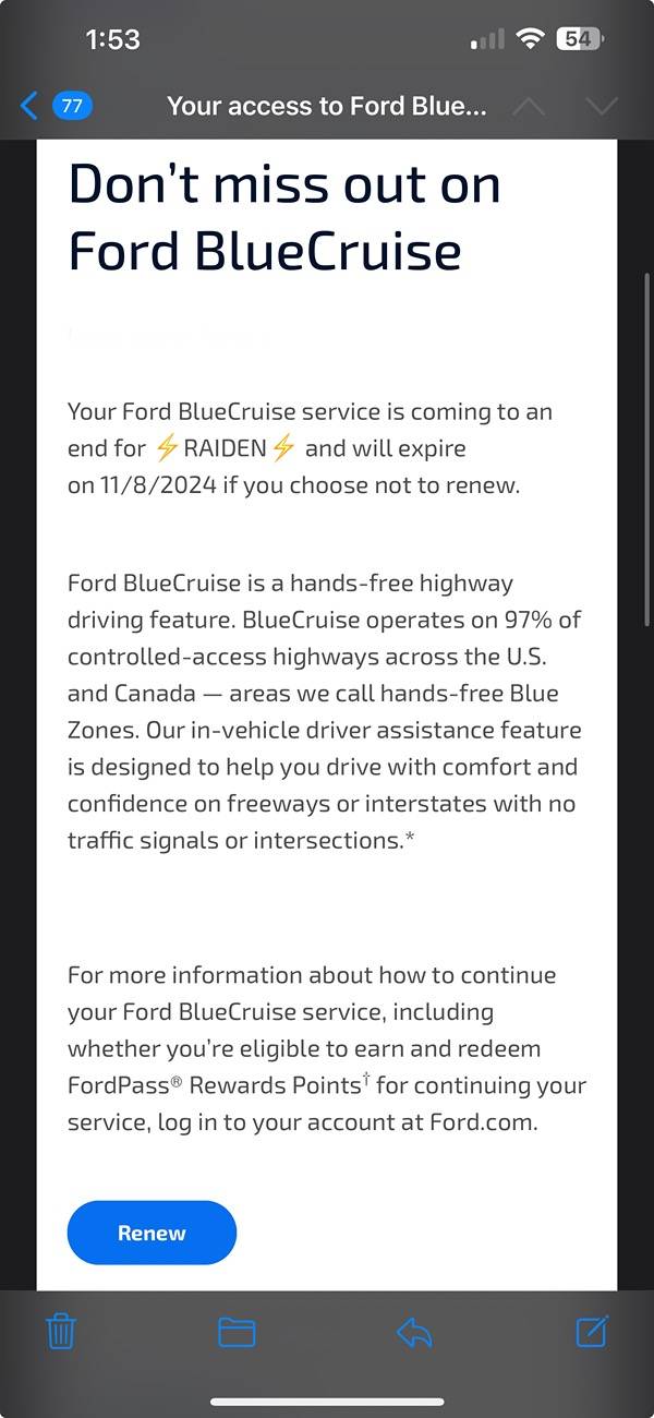 Ford F-150 Lightning New BlueCruise e-mail from Ford IMG_1007