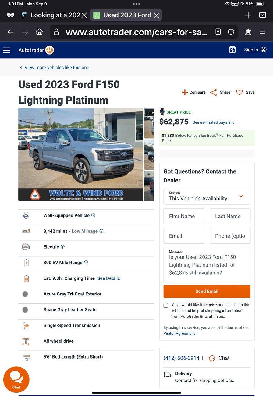 Ford F-150 Lightning Looking at a 2023 Platinum w/ 3k miles... What's a good price nowadays? IMG_1040