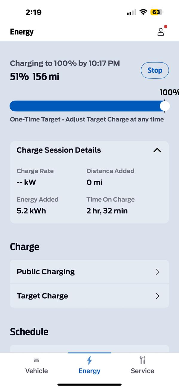 Ford F-150 Lightning One-Time Charge - "Adjust Target Charge At Any Time" Doesn't Work in iOS FordPass v5.9 IMG_1143