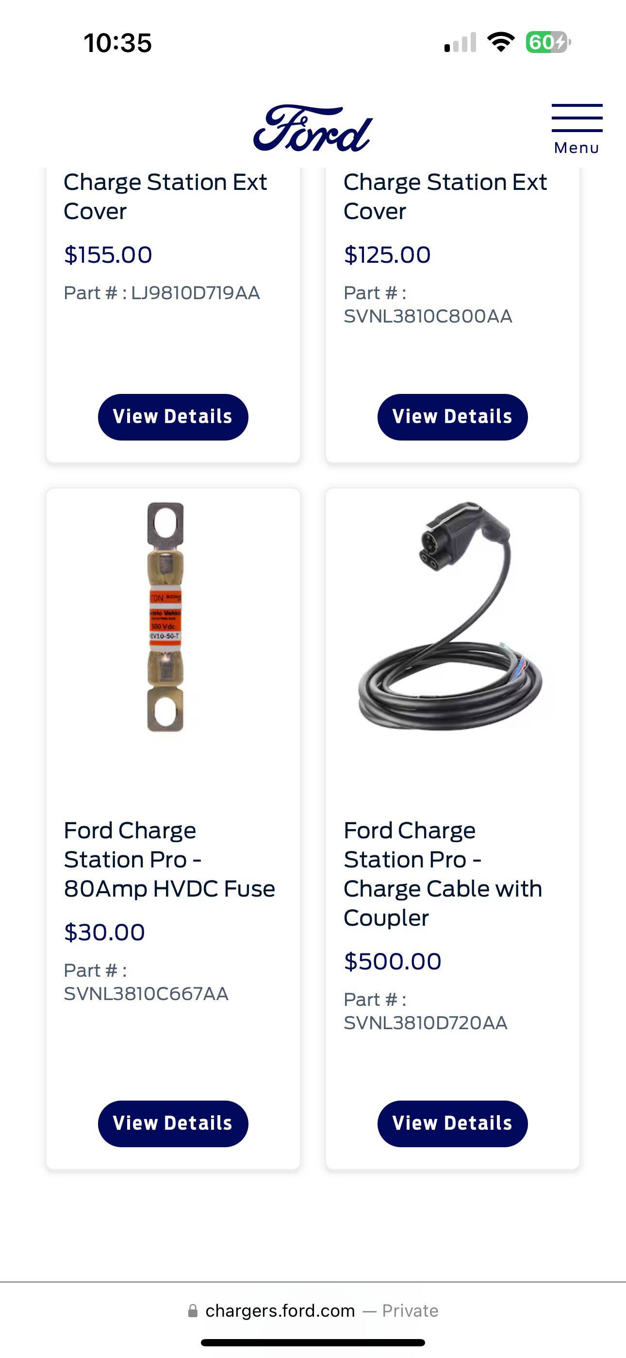 Ford F-150 Lightning Chargers on the Ford website also offers replacement parts IMG_1314