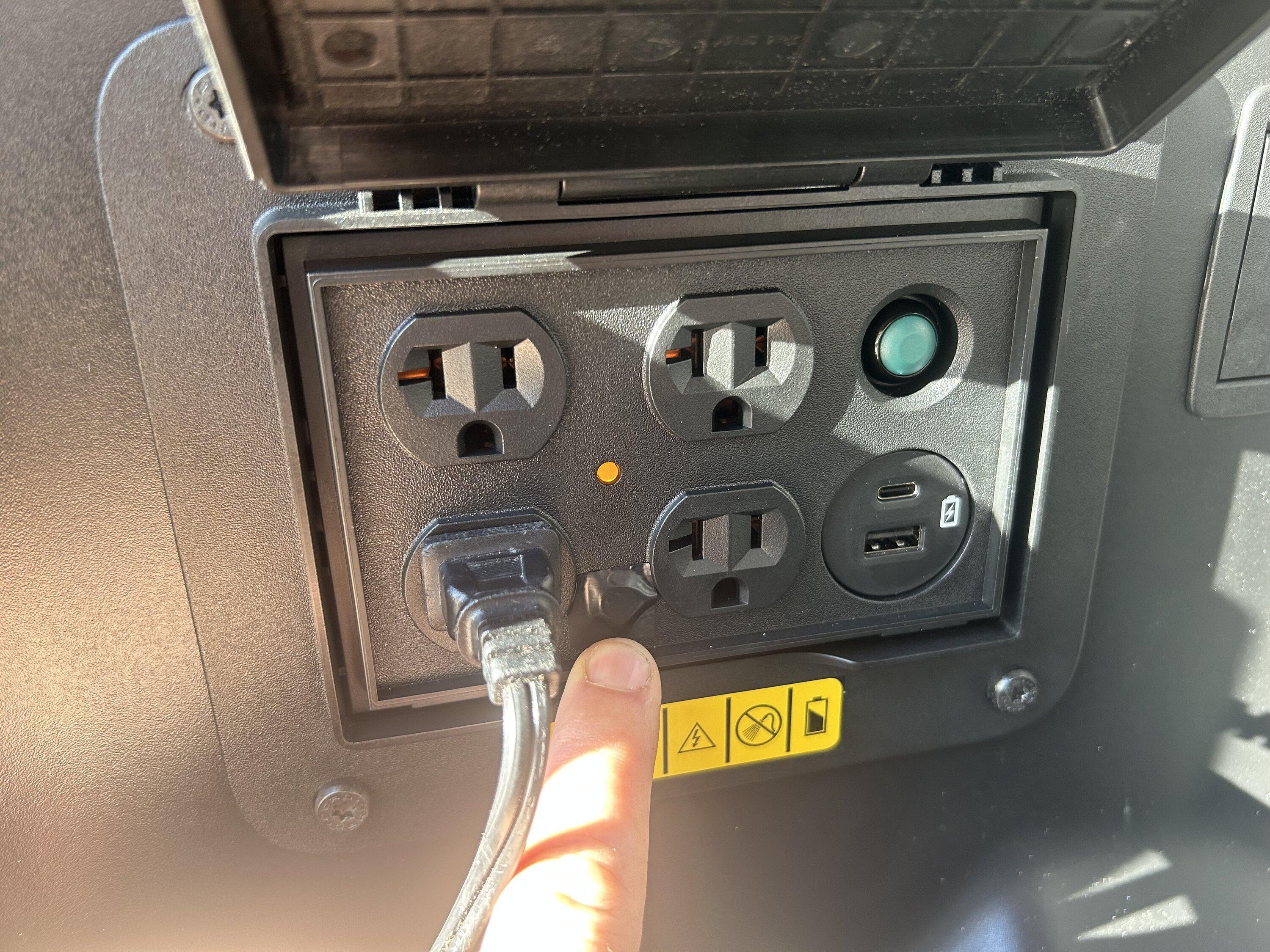 Ford F-150 Lightning “Front trunk outlet cover not closed” message. **WORK AROUND…sort of** IMG_1443