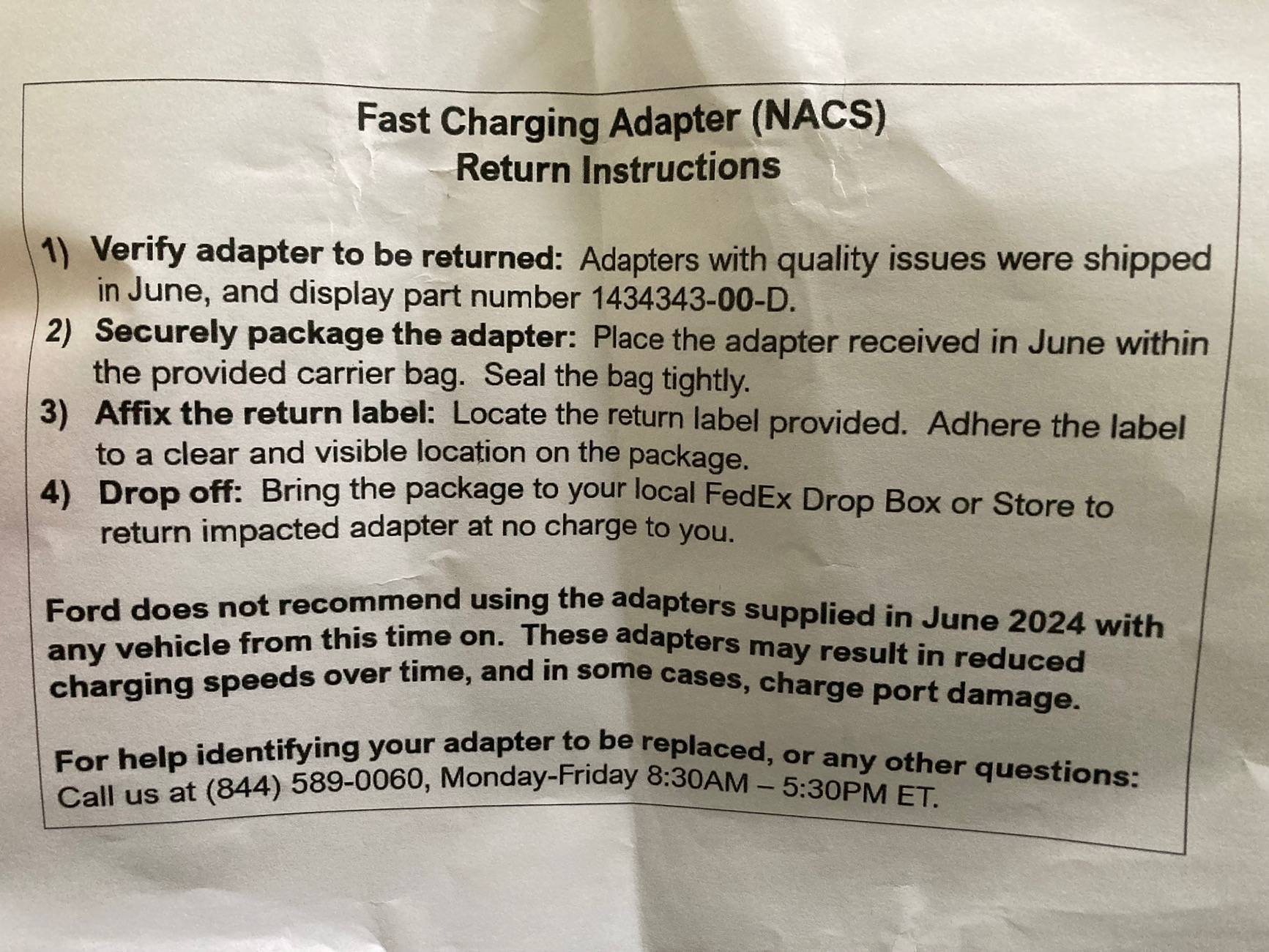 Ford F-150 Lightning Ford Resumes Shipping NACS Charging Adapters (December 2024 batch) IMG_1484