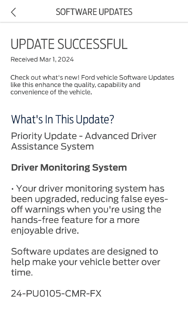 Ford F-150 Lightning Priority Update: 24-PU0105-CMR-FX. Driver Monitoring System IMG_2257