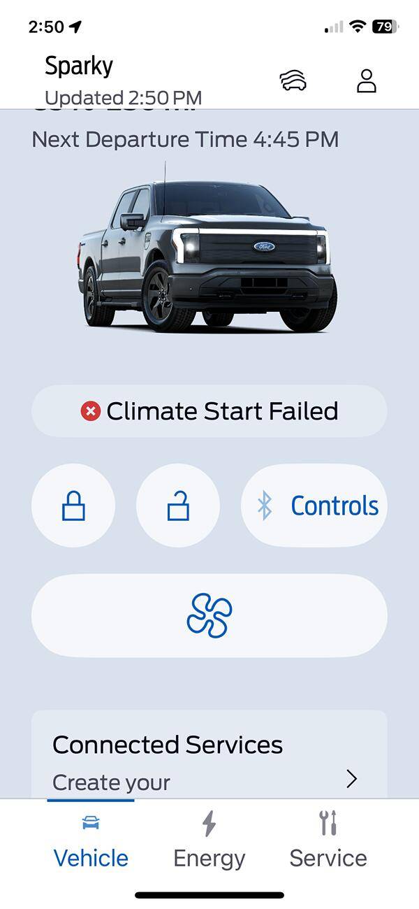 Ford F-150 Lightning Climate Start Failed - Error Message IMG_3016