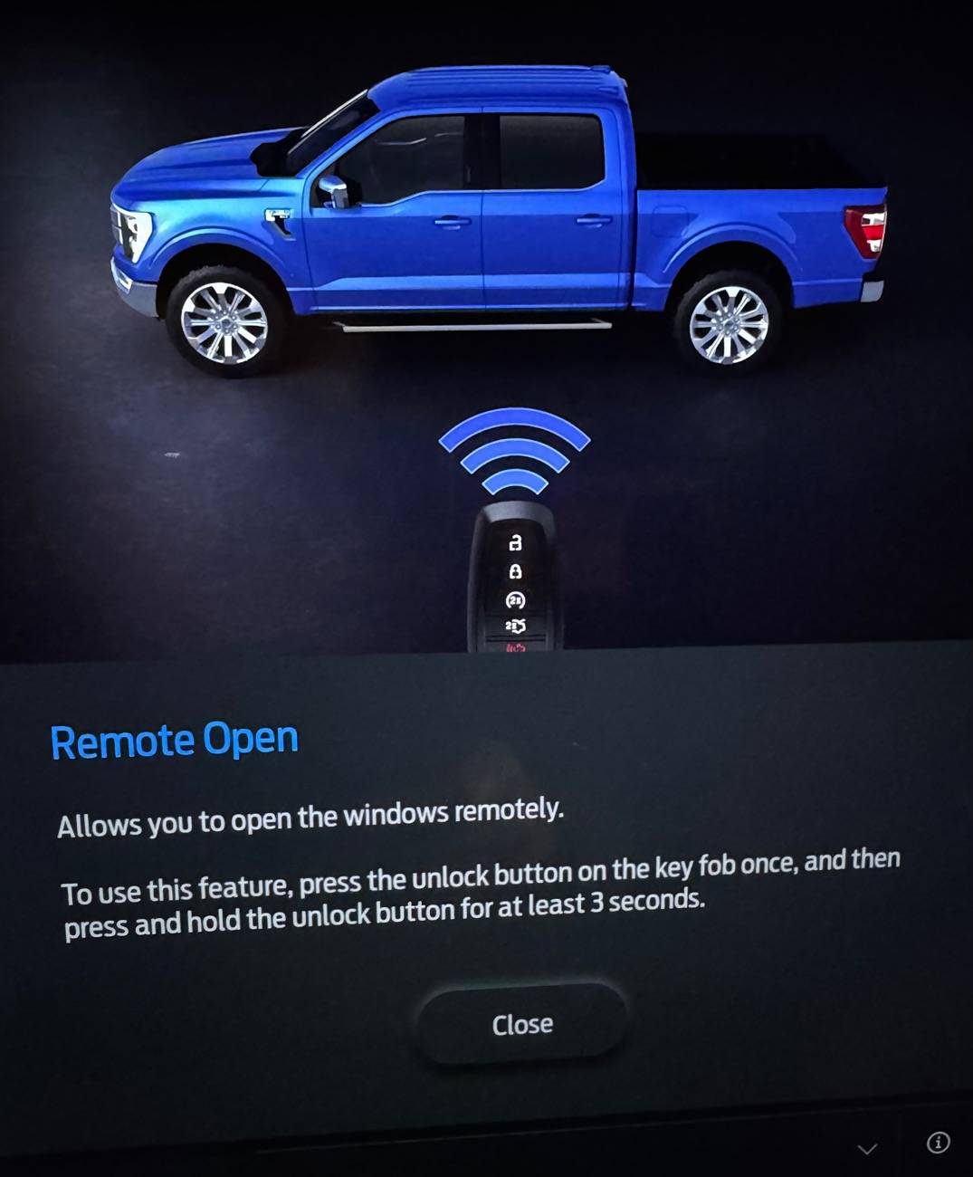 Ford F-150 Lightning Zero window up controls via app or fob ? IMG_3039