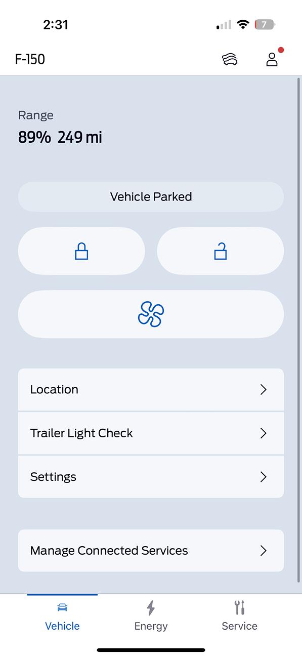 Ford F-150 Lightning FordPass 5.15.0 iOS &  Android App - new service screen IMG_3075