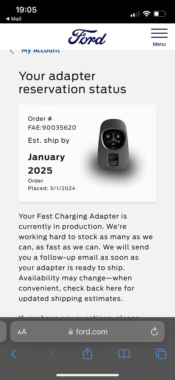 Ford F-150 Lightning Ford Resumes Shipping Fast Charging Adapters (Sept. 2024 batch) IMG_3209