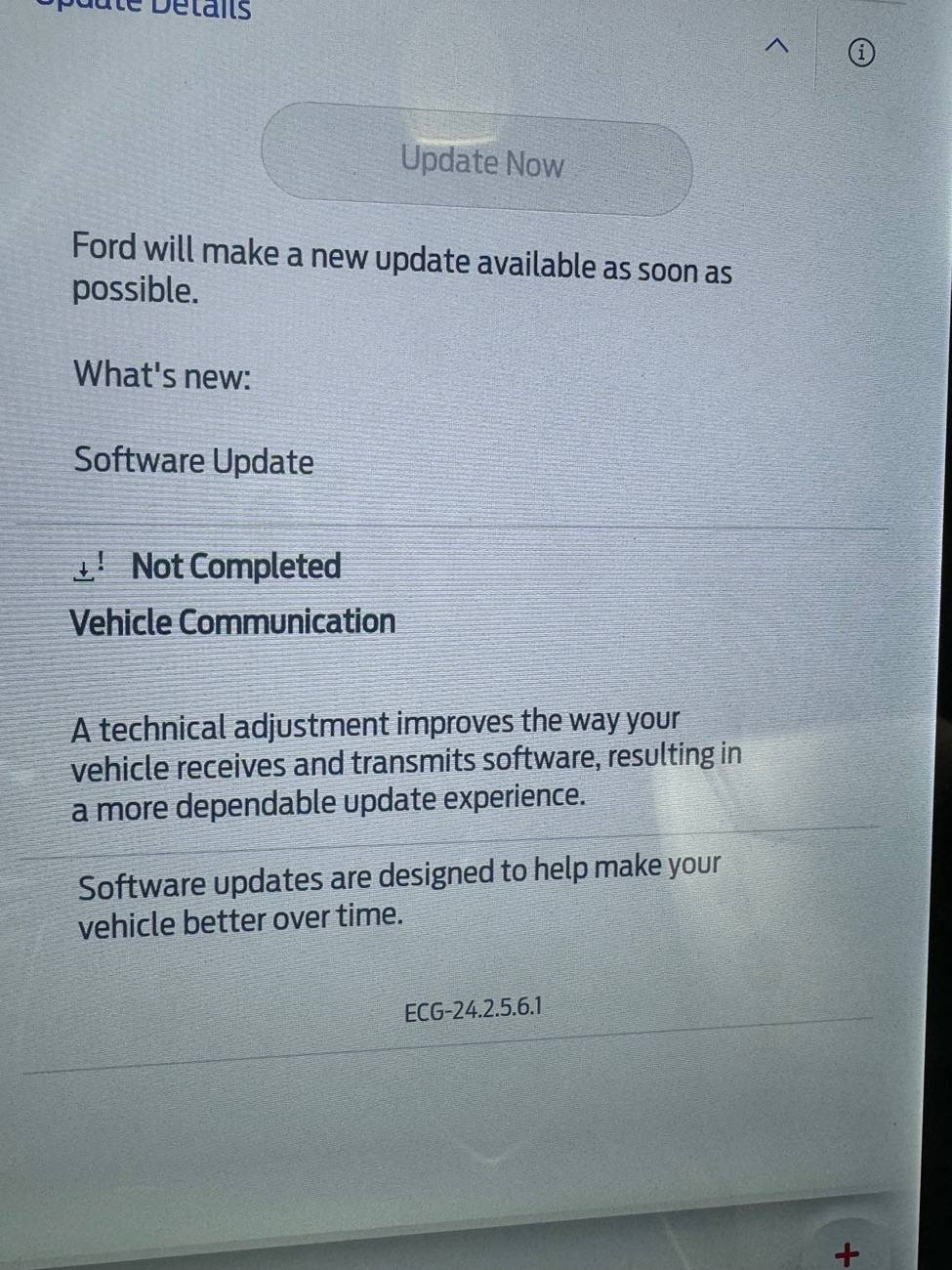 Ford F-150 Lightning Stuck on "Not Completed" for a OTA update. IMG_3460