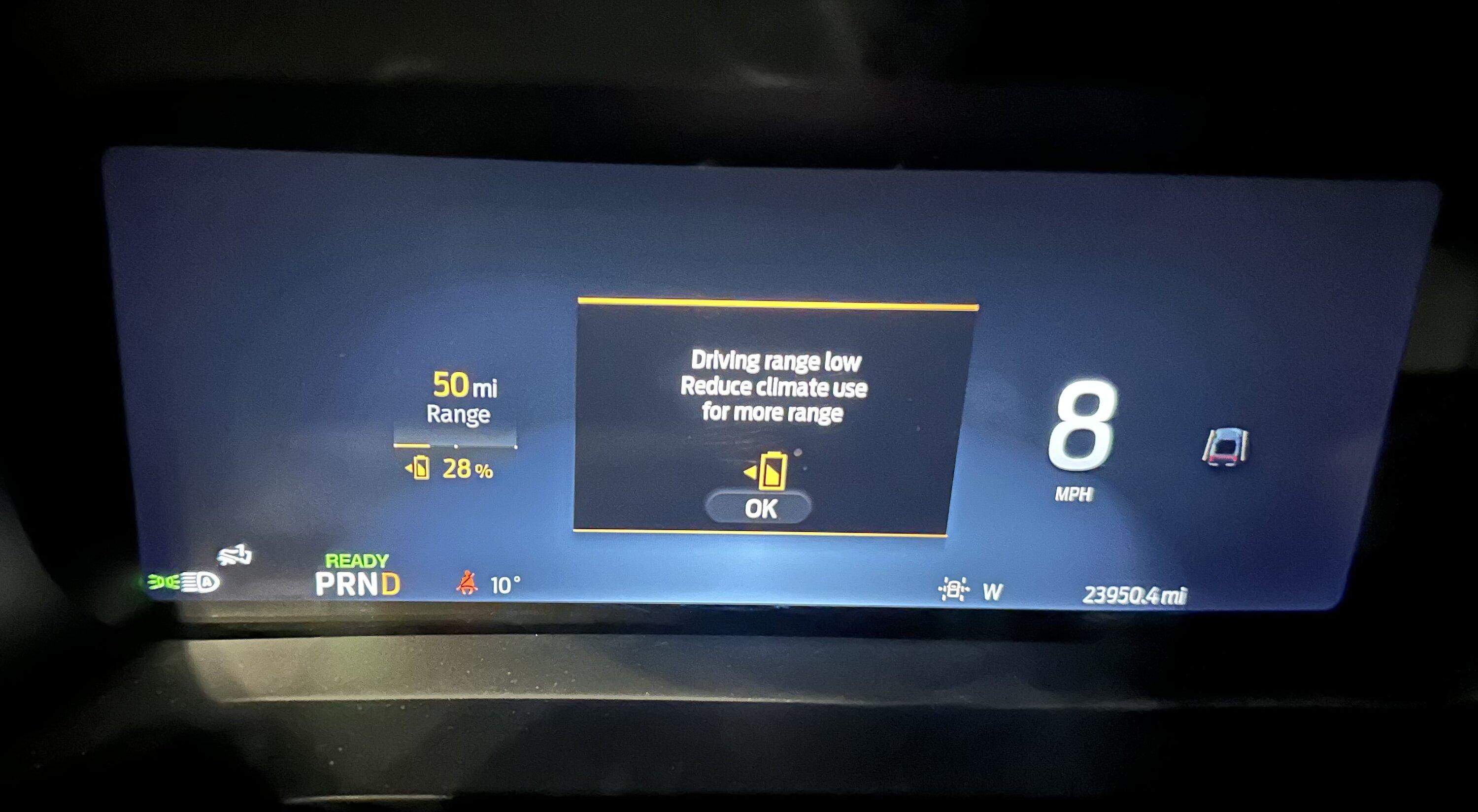 Ford F-150 Lightning Guess-O-Meter (GOM) and Battery percentage totally wrong issue IMG_3993