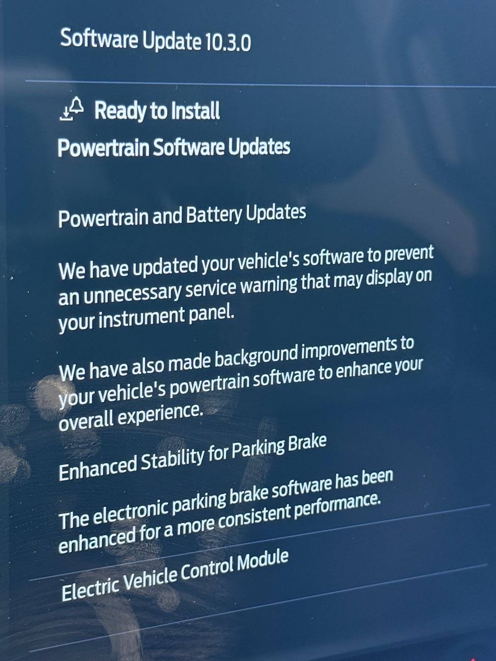 Ford F-150 Lightning OTA Software Update 10.3.0 - Powertrain, Battery, Parking brake IMG_4116