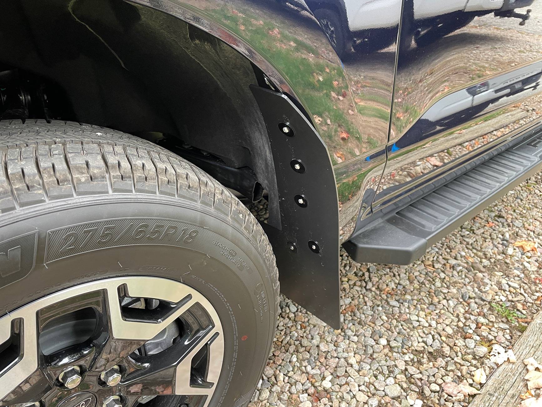 Ford F-150 Lightning Snow review - RokBlokz aftermarket mud flaps. IMG_4837