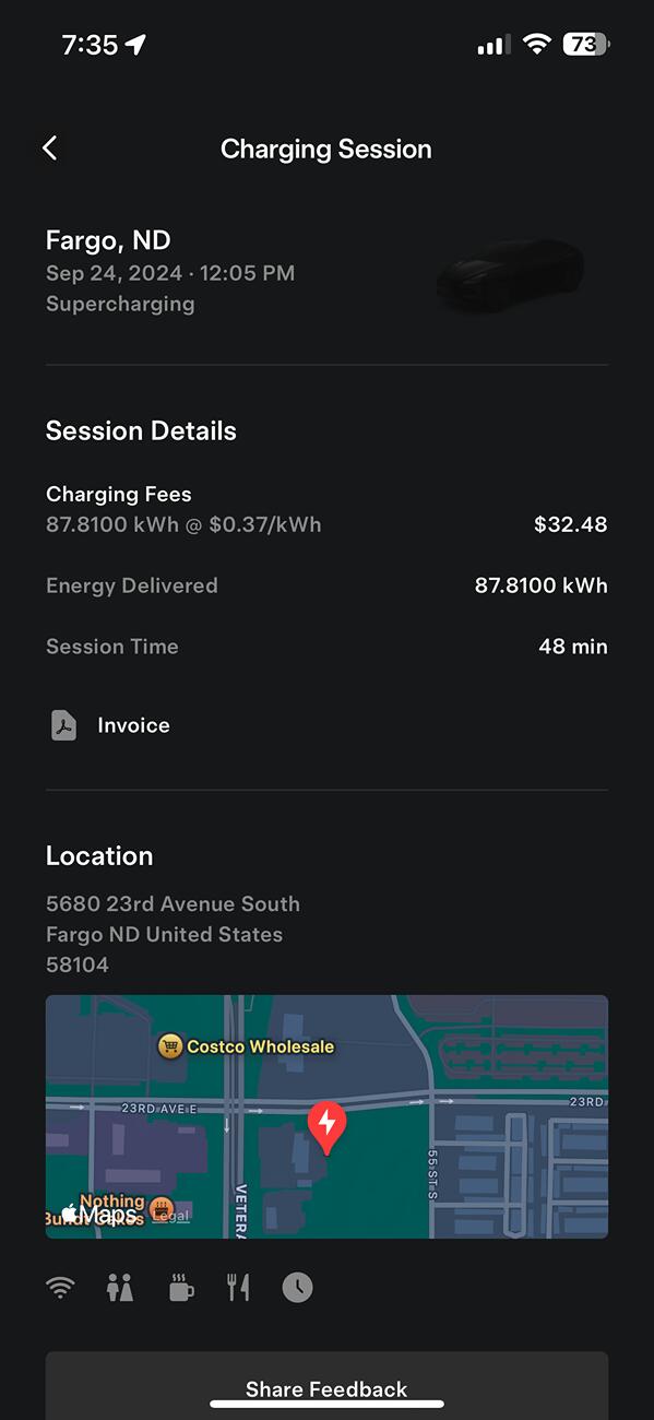 Ford F-150 Lightning Weird Tesla Supercharger Result - 134 kWh = 63% IMG_5010