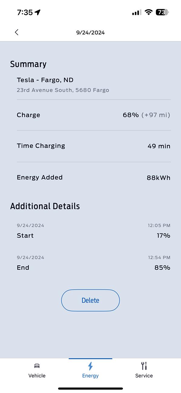 Ford F-150 Lightning Weird Tesla Supercharger Result - 134 kWh = 63% IMG_5011