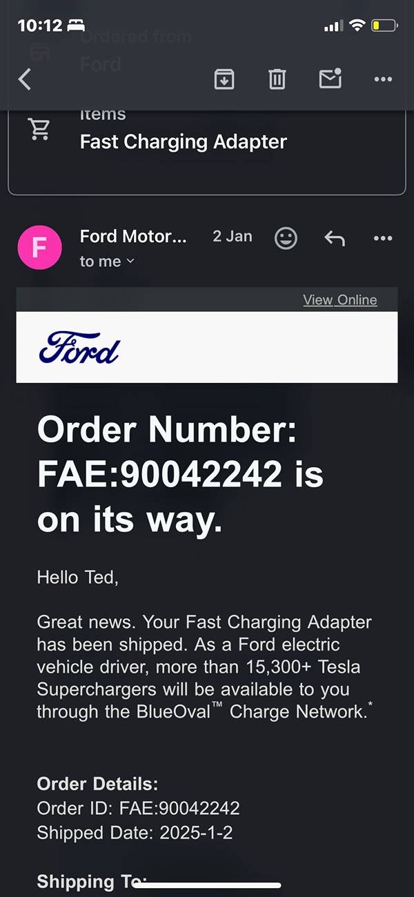 Ford F-150 Lightning Ford Resumes Shipping NACS Charging Adapters (January 2025 batch) IMG_5693