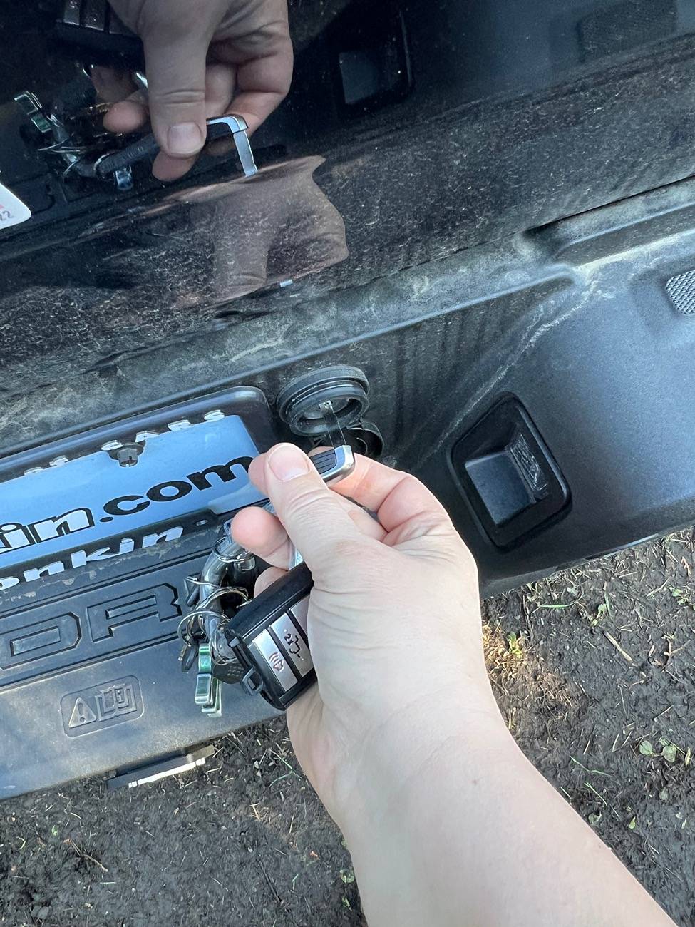 Ford F-150 Lightning Installed a new OEM lock mated to work with my truck's fob key to protect my full-use spare OEM wheel. IMG_5822