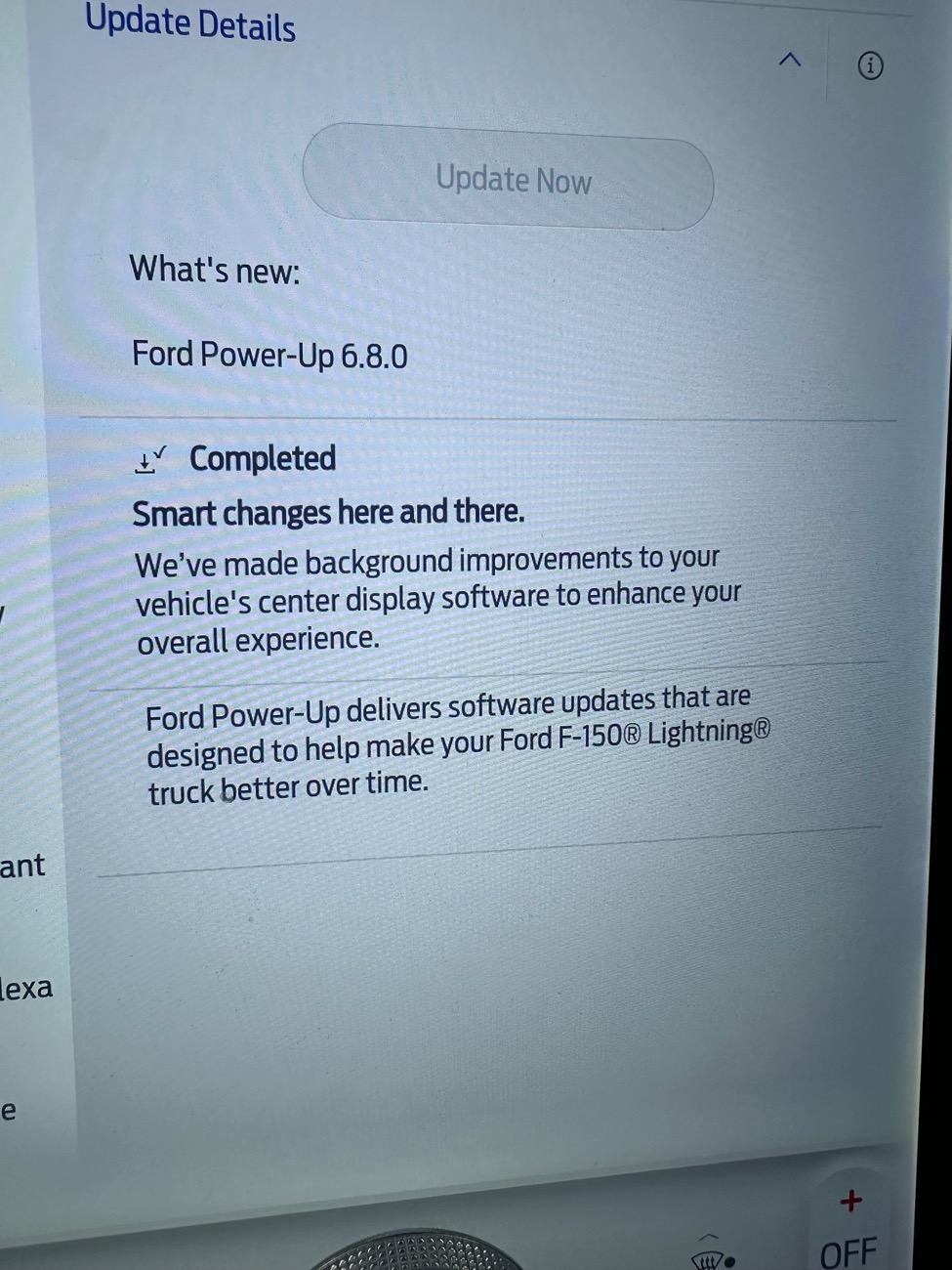 Ford F-150 Lightning Power-Up OTA 6.8.0 - Smart Changes: Center Screen IMG_5999