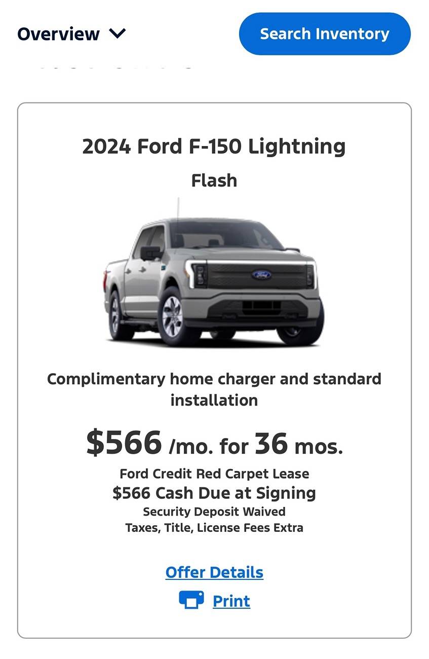 Ford F-150 Lightning January Lease Deal $7,500 bonus cash IMG_6540