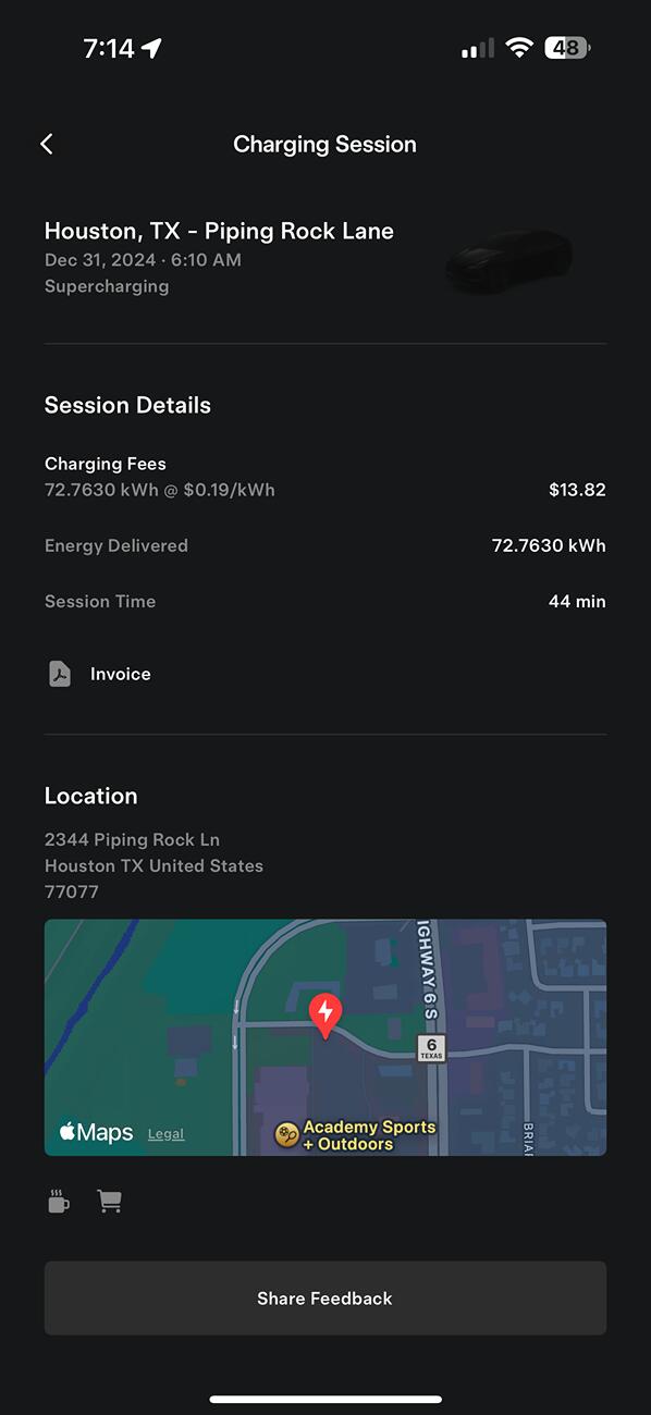 Ford F-150 Lightning Blue Oval charges vs Tesla charge via app IMG_6853