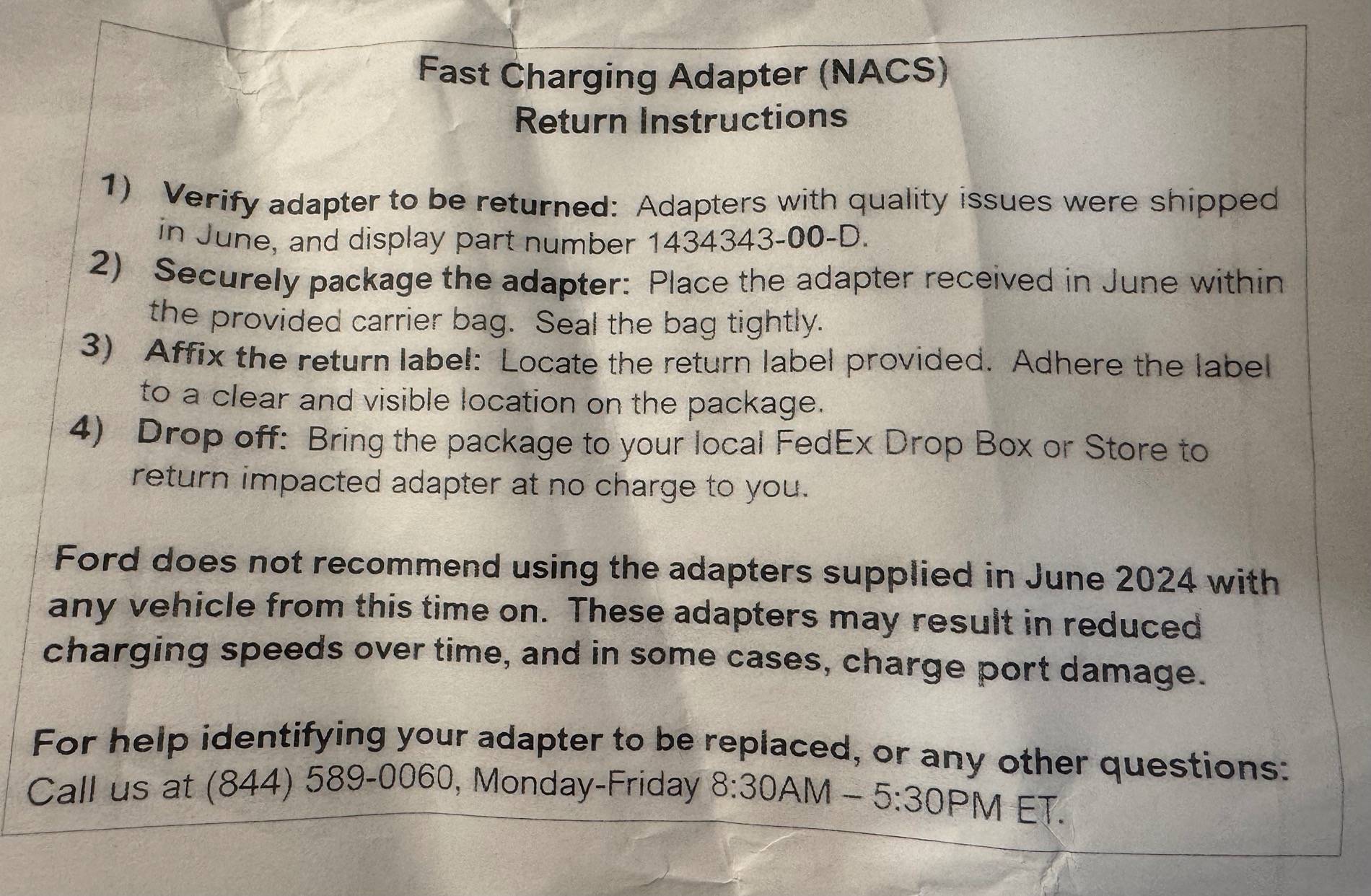 Ford F-150 Lightning Tesla NACS Adapter Recall / Replacement Notice (10/24/24) IMG_6889