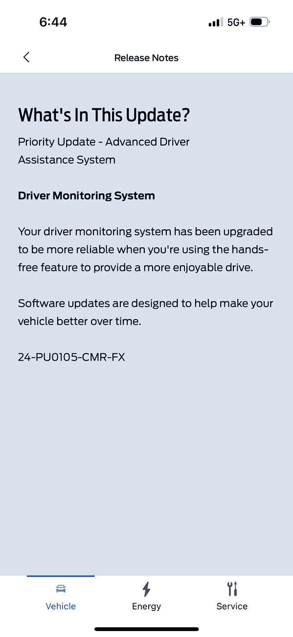 Ford F-150 Lightning Priority Update: 24-PU0105-CMR-FX. Driver Monitoring System IMG_6895