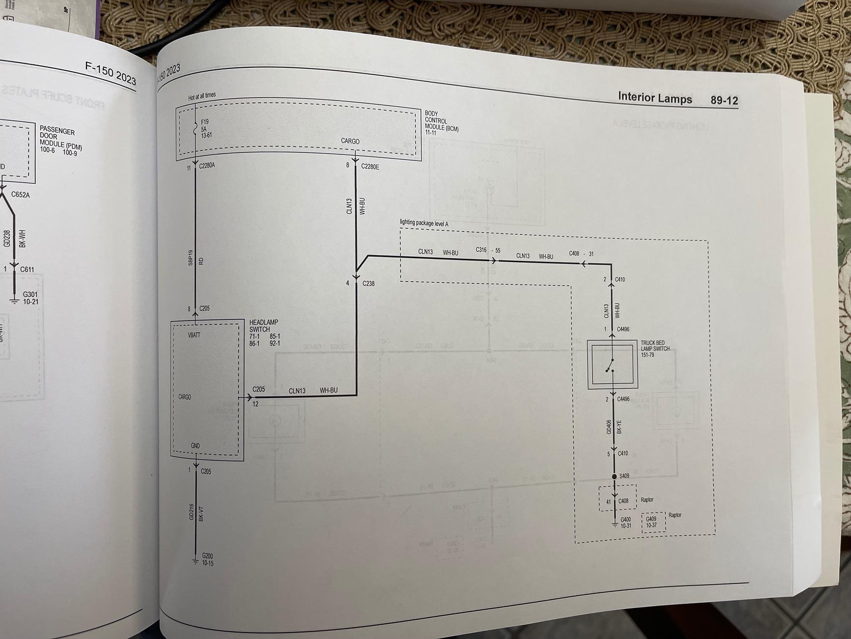 Ford F-150 Lightning 2023 Pro OEM Bed Light addition - why it sometimes doesn't work, and Fix. IMG_7622