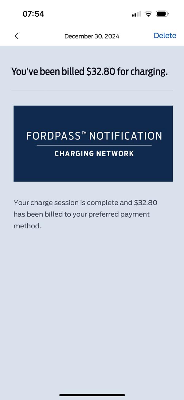 Ford F-150 Lightning Blue Oval charges vs Tesla charge via app IMG_8313