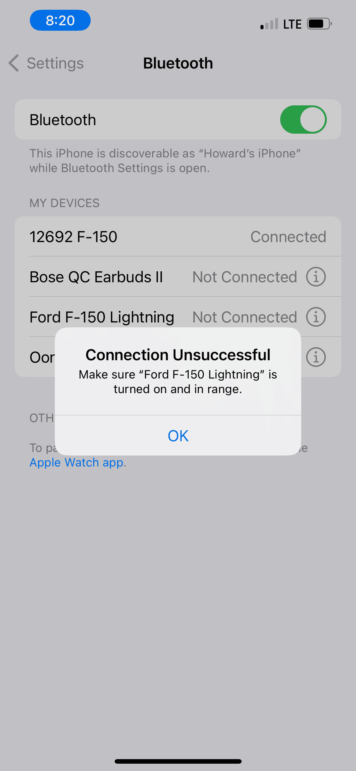 Ford F-150 Lightning Remote on iPhone stopped working for Frunk and Tailgate IMG_8635