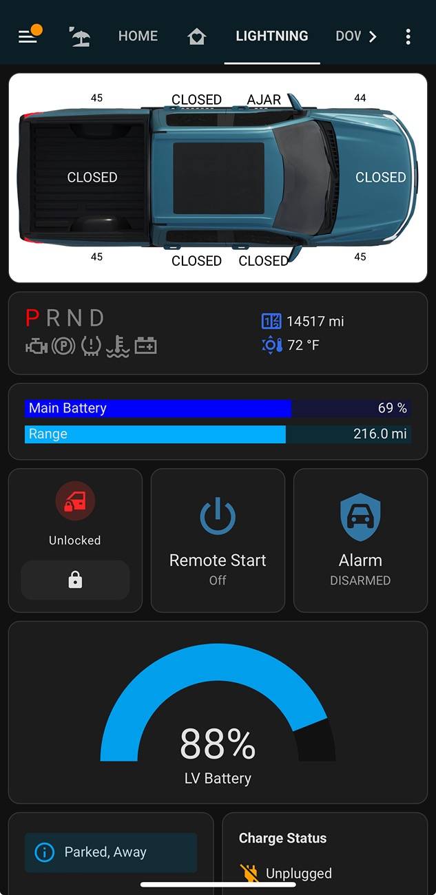 Ford F-150 Lightning Home Assistant - Ford F150 Lightning Dashboard. IMG_9755