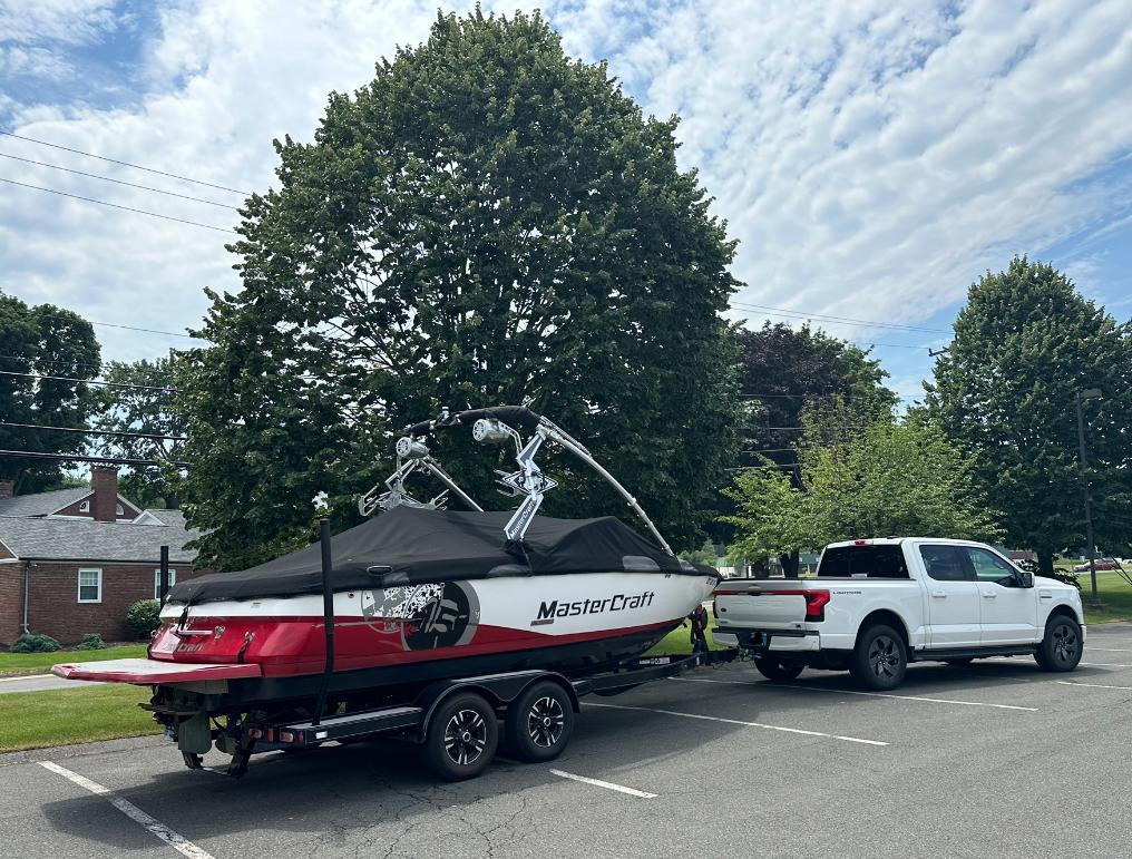 Ford F-150 Lightning Towing a 5,500 lbs boat without Max Tow... it's been great! IMG_9849