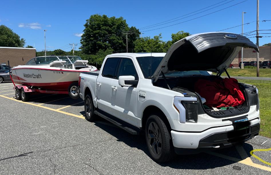 Ford F-150 Lightning Towing a 5,500 lbs boat without Max Tow... it's been great! IMG_9890