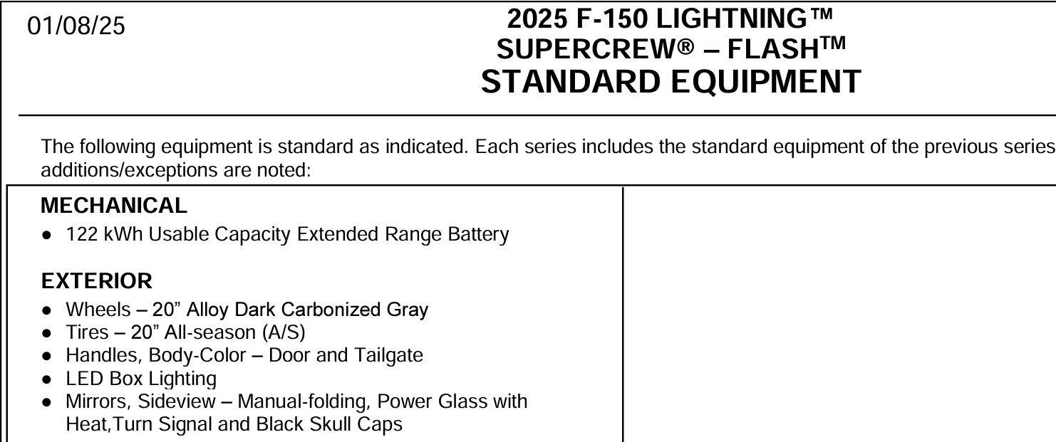 Ford F-150 Lightning Job 2 Order Guide and changes job 2