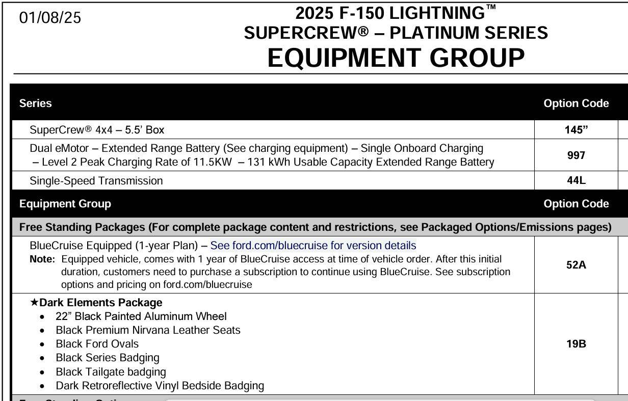 Ford F-150 Lightning Job 2 Order Guide and changes job2 4