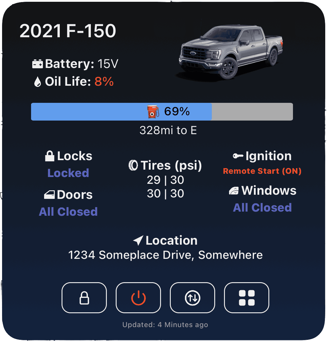 Ford F-150 Lightning FordPass - Scriptable Widget (iOS, iPad, MacOS) largeDetailedDark