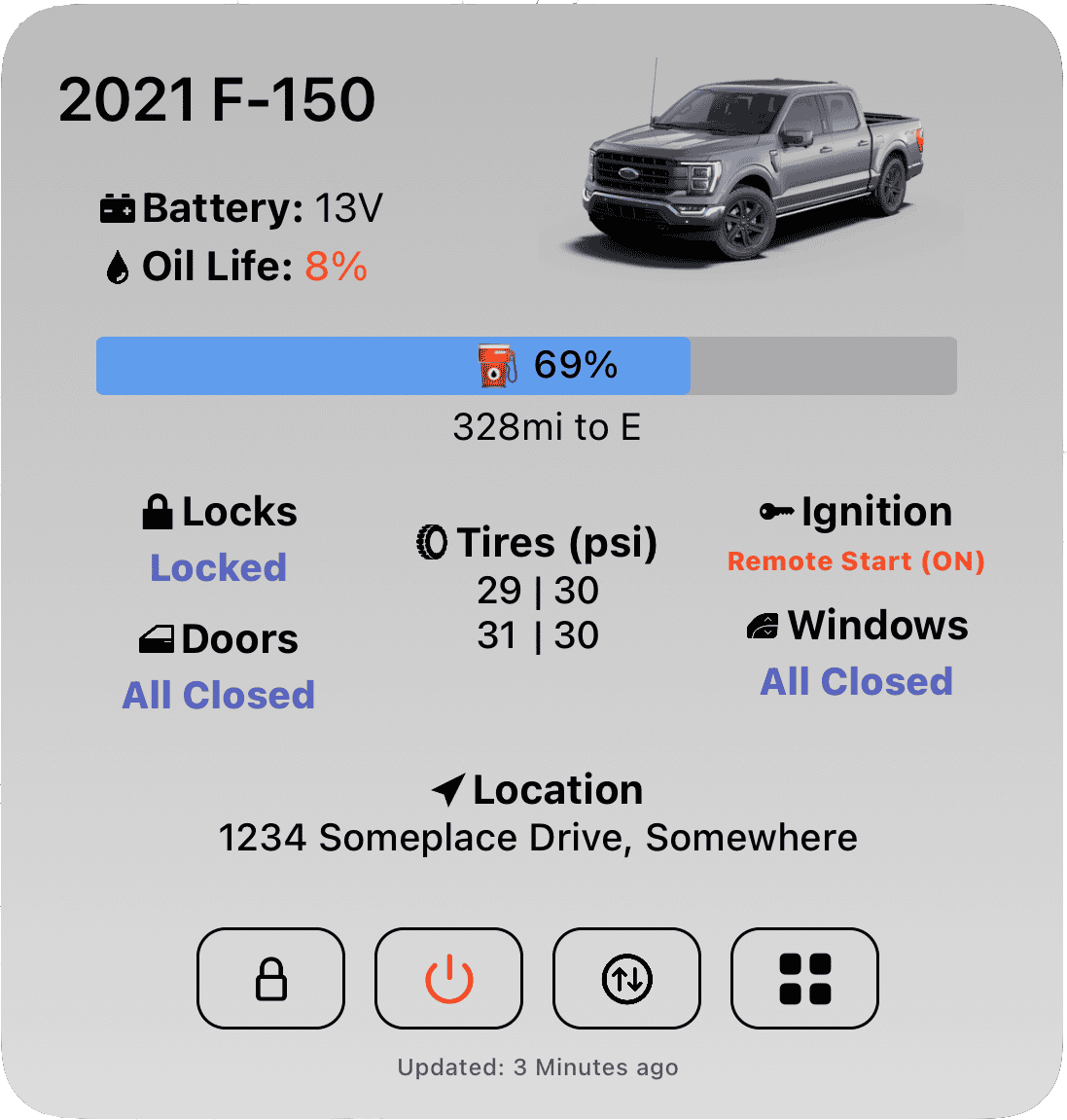 Ford F-150 Lightning FordPass - Scriptable Widget (iOS, iPad, MacOS) largeDetailedLight