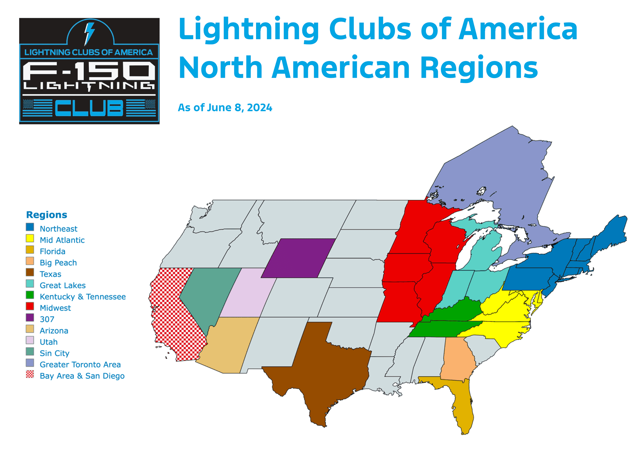 Ford F-150 Lightning Lightning Clubs of America - Come join us! lcoa-na-region-map-6-8-2024-