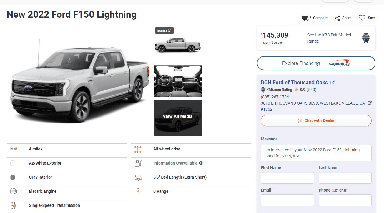 Ford F-150 Lightning List: F-150 Lightning dealers that do / don't apply ADM (price markup) Lightning 145k.PNG