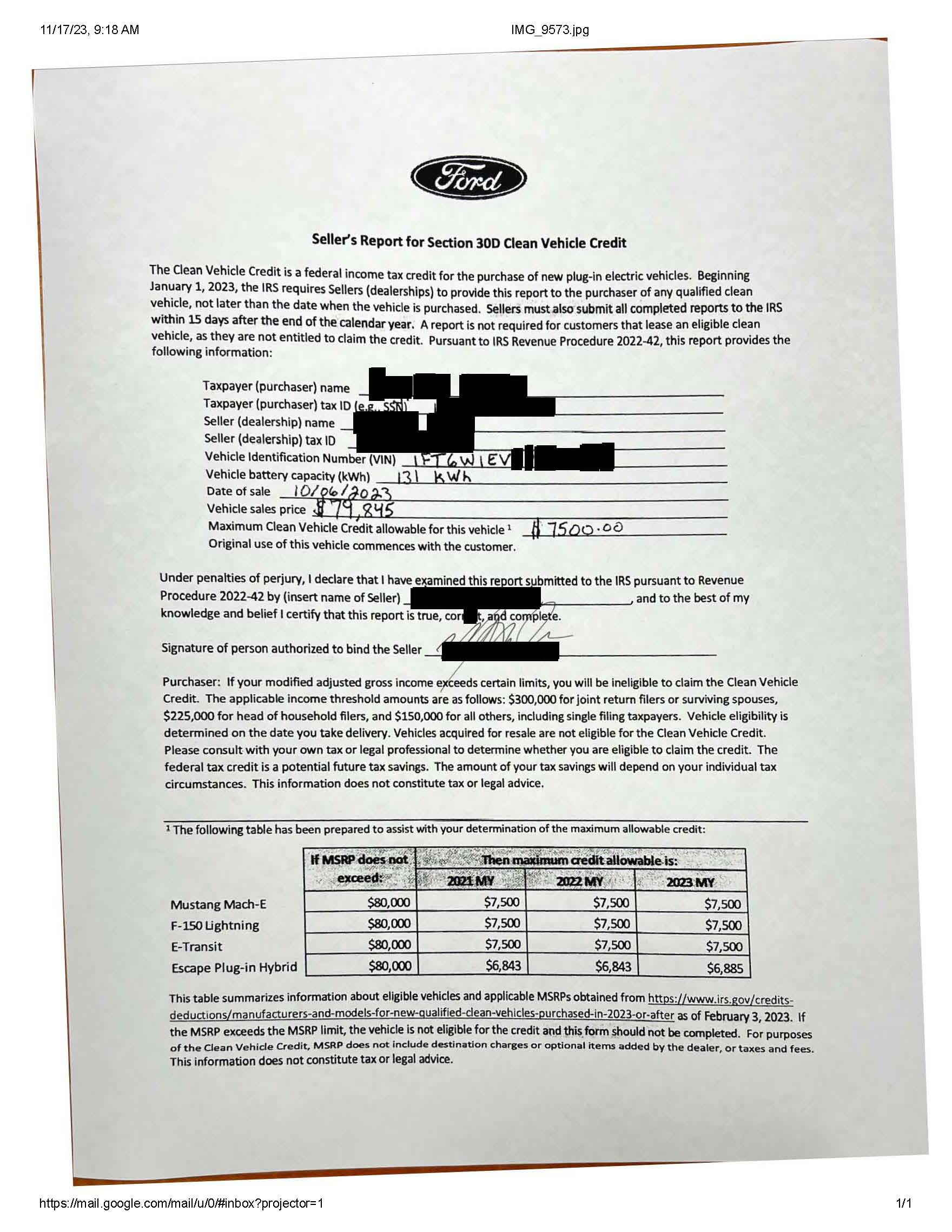 Ford F-150 Lightning 2024 Tax Credit Screw Up Lightning_Tax_form