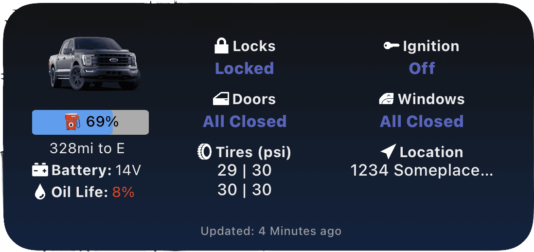 Ford F-150 Lightning FordPass - Scriptable Widget (iOS, iPad, MacOS) mediumDetailedDark