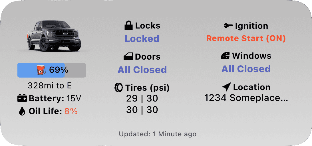 Ford F-150 Lightning FordPass - Scriptable Widget (iOS, iPad, MacOS) mediumDetailedLight