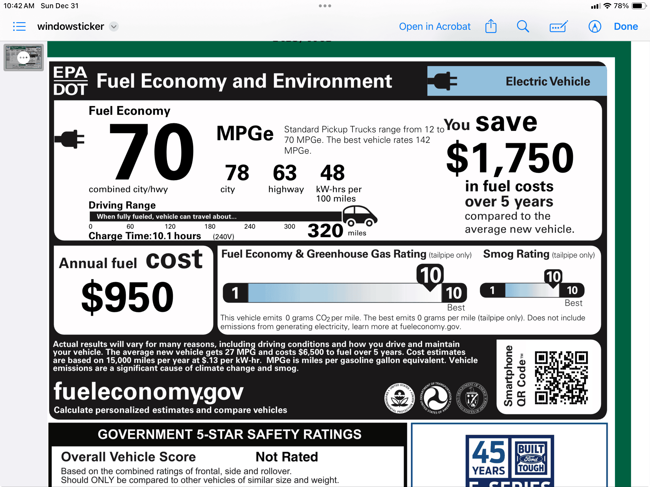 Ford F-150 Lightning Just took a 450 intersate road trip in a standard range lightning. Never again Open windowsticker