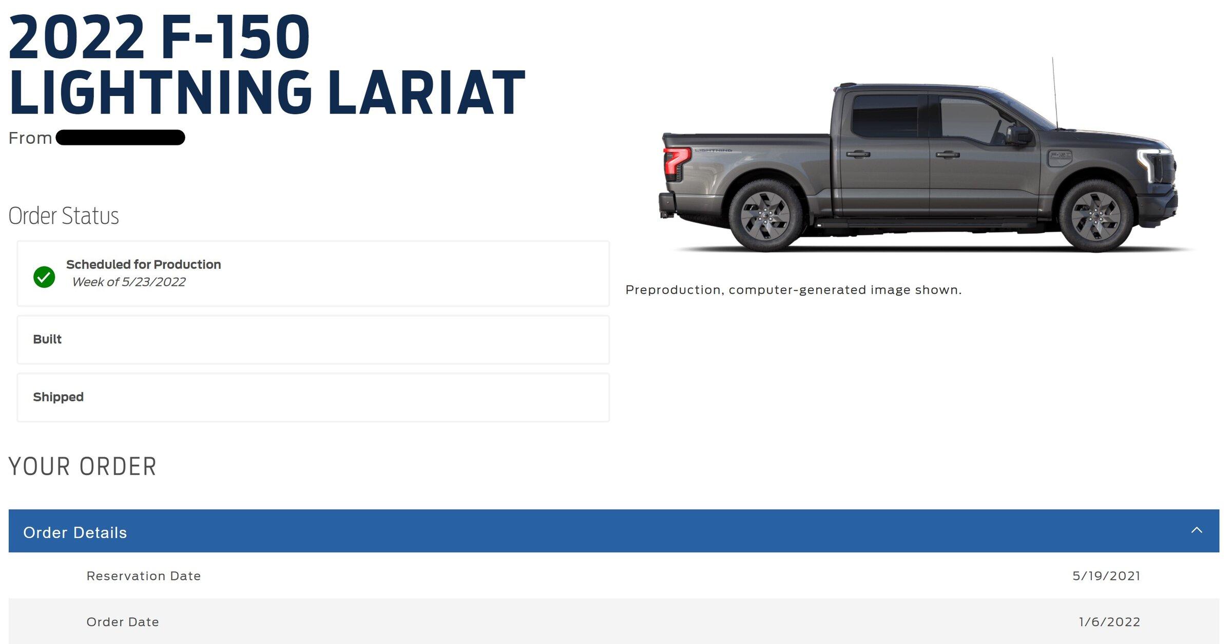 Ford F-150 Lightning UPDATE: Lightning Build Date Scheduling Begins! Mine for the week of 4/25/22 [previously scheduled 5/2/22]! Order Status 2022-02-28