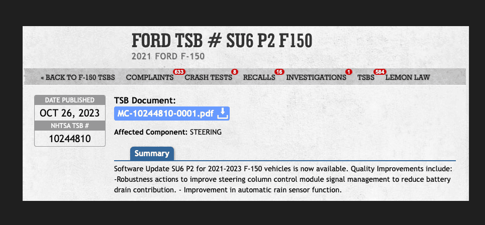 Ford F-150 Lightning “Rain Sensing” Wipers Don’t work Picture6